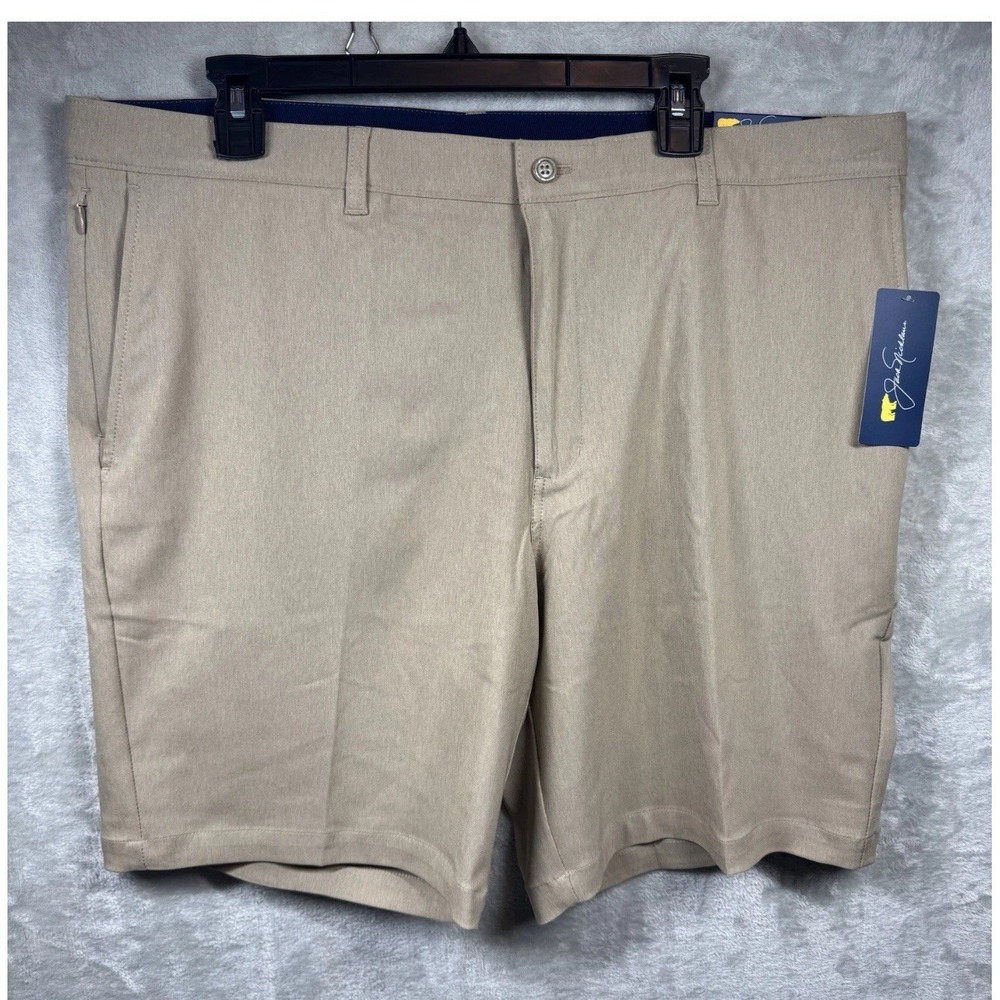 Jack Nicklaus NEW Men Golf Shorts 40 Tan 9" Inseam Stretch UPF 50 Moisture Wick